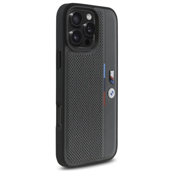 BMW BMHCP16L23PUPVA iPhone 16 Pro anthracite hardcase M Perforated Tricolor Detail Line