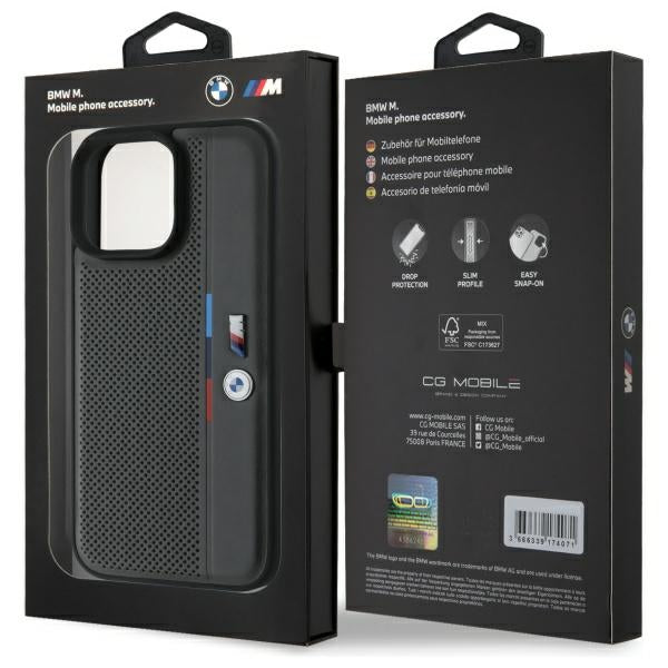 BMW BMHCP16L23PUPVA iPhone 16 Pro anthracite hardcase M Perforated Tricolor Detail Line