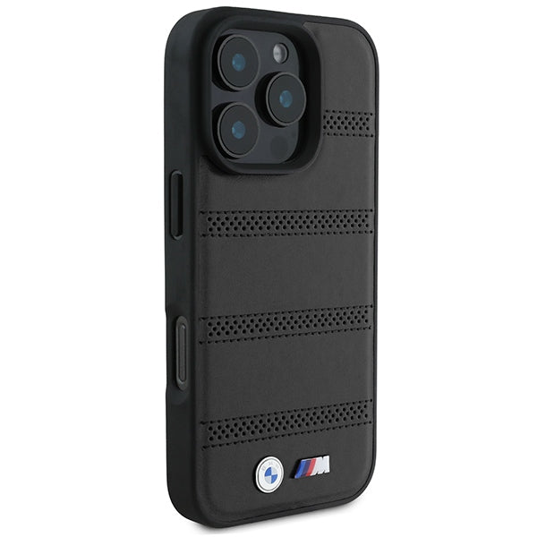 BMW BMHMP16L23PUSPK iPhone 16 Pro black hardcase M Perforated And Stitched Line MagSafe