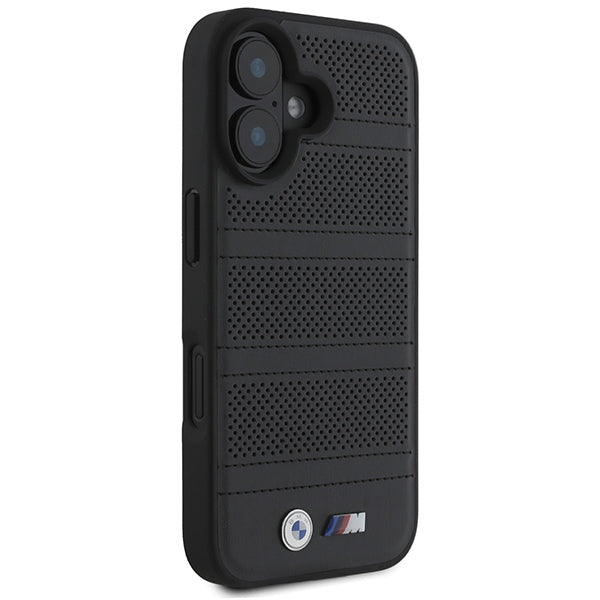 BMW BMHMP16S23PUSPK iPhone 16  black hardcase M Perforated And Stitched Line MagSafe