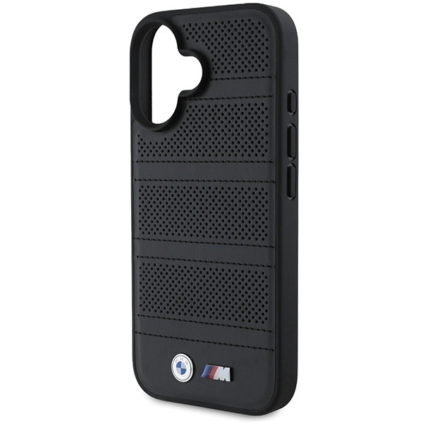 BMW BMHMP16S23PUSPK iPhone 16  black hardcase M Perforated And Stitched Line MagSafe