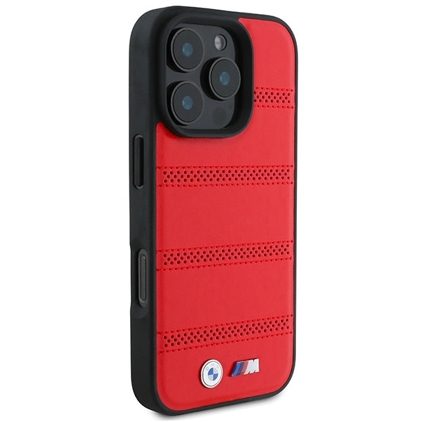 BMW BMHMP16X23PUSPR iPhone 16 Pro Max red hardcase M Perforated And Stitched Line MagSafe