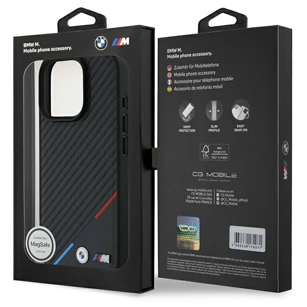 BMW BMHMP16L23PUDTK iPhone 16 Pro black hardcase M Carbon Tricolor Line MagSafe