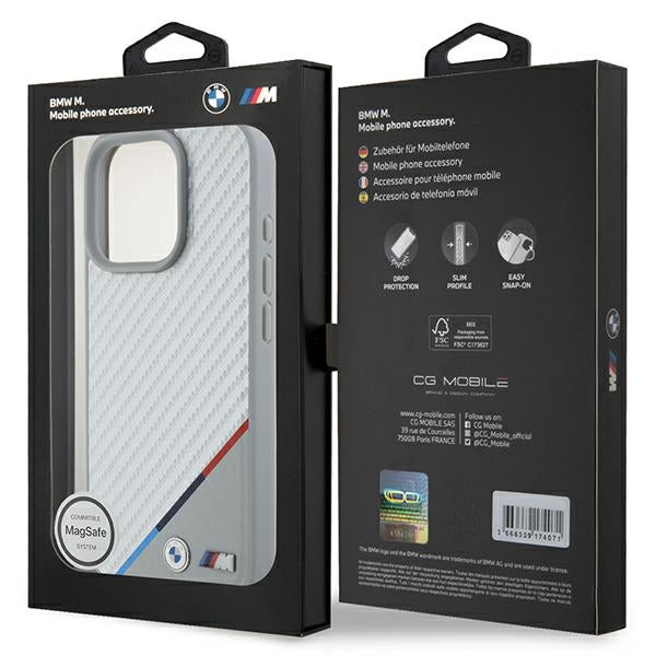 BMW BMHMP16L23PUDTS iPhone 16 Pro grey hardcase M Carbon Tricolor Line MagSafe