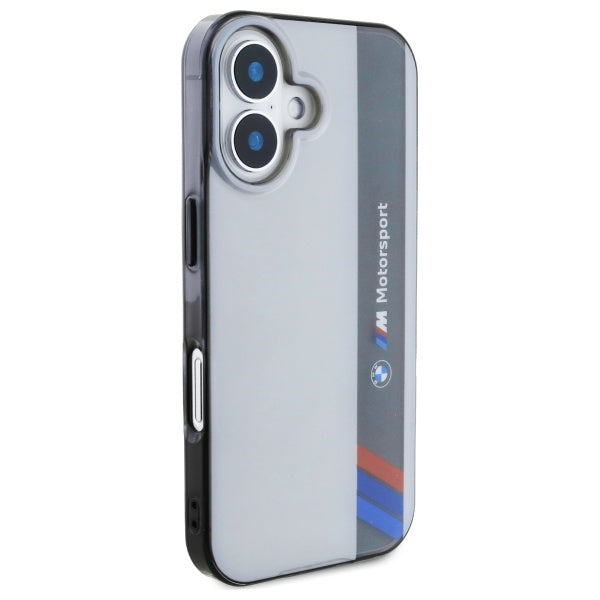 BMW BMHCP16S23HTFEG iPhone 16 grey hardcase Motosport IML Vertical Stripe