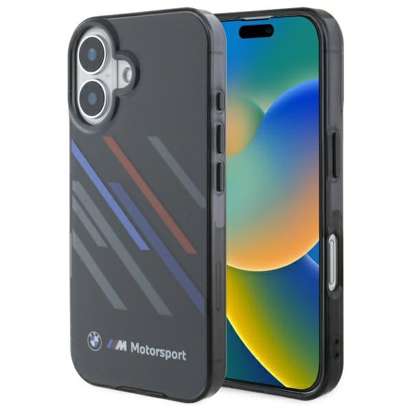 BMW BMHCP16M23HTRAK iPhone 16 Plus  black hardcase Motosport IML Random Stripes