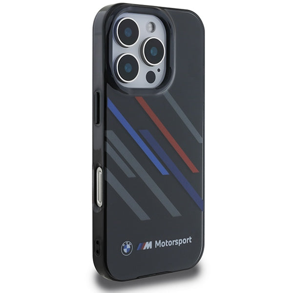 BMW BMHCP16X23HTRAK iPhone 16 Pro Max  black hardcase Motosport IML Random Stripes