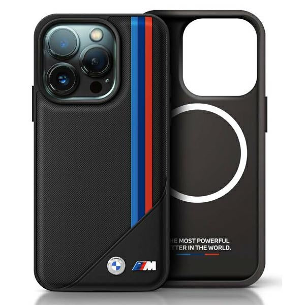 BMW BMHMP16L23PUTRK iPhone 16 Pro black hardcase M Meshed Tricolor Stripes MagSafe