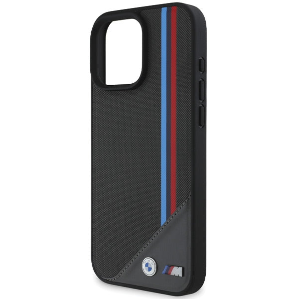 BMW BMHMP16S23PUTRK iPhone 16 black hardcase M Meshed Tricolor Stripes MagSafe