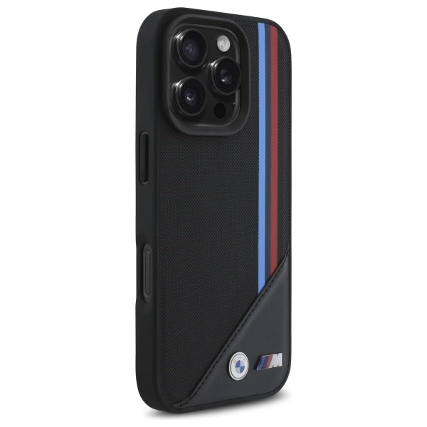 BMW BMHMP16X23PUTRK iPhone 16 Pro Max black hardcase M Meshed Tricolor Stripes MagSafe
