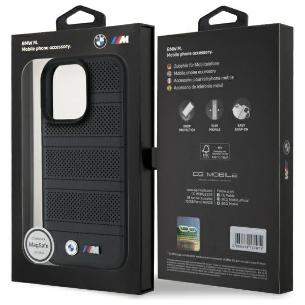 BMW BMHMP16X23PUSPK iPhone 16 Pro Max black hardcase M Perforated And Stitched Line MagSafe