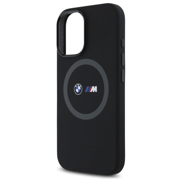 BMW BMHMP16S23SROK iPhone 16 black hardcase M Silicone Printed Ring MagSafe