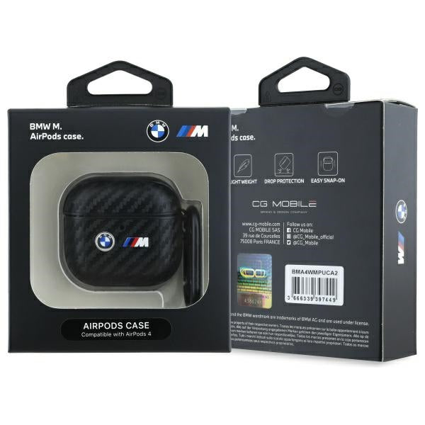 BMW BMA4WMPUCA2 AirPods 4 cover black Carbon Double Metal Logo