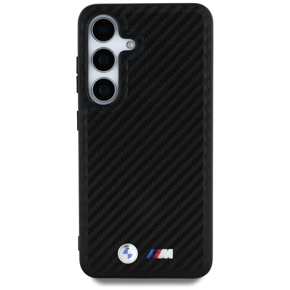 BMW BMHMS25S24PUCILK Leather Carbon MagSafe for Samsung Galaxy S25 Black