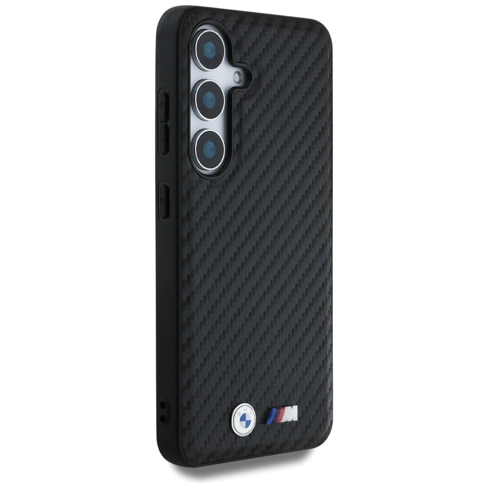 BMW BMHMS25S24PUCILK Leather Carbon MagSafe for Samsung Galaxy S25 Black