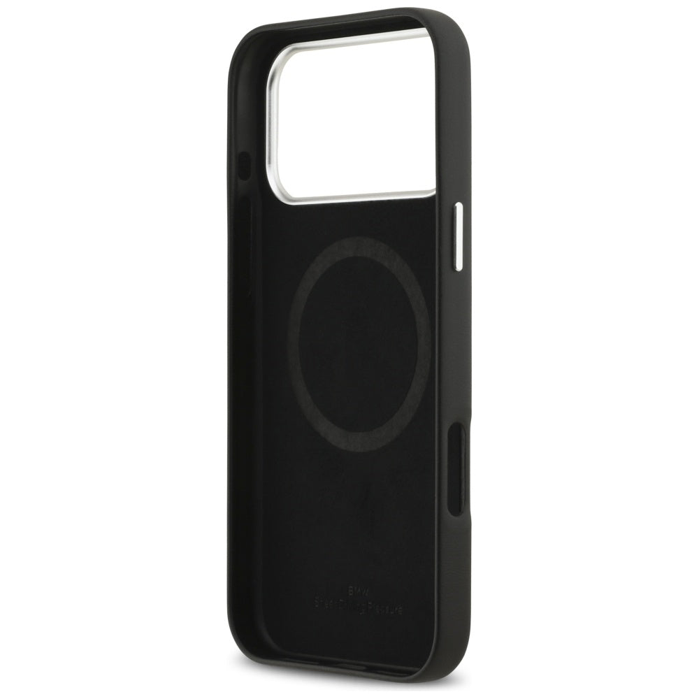 BMW BMHMP17X23PUFWK Sign Full Wrapped Metal MagSafe Case for iPhone 17 Pro Max Black