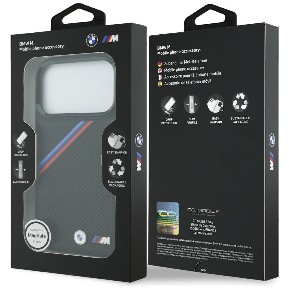 BMW M Tricolor Metal Logo MagSafe Case for iPhone 17 Pro Max black