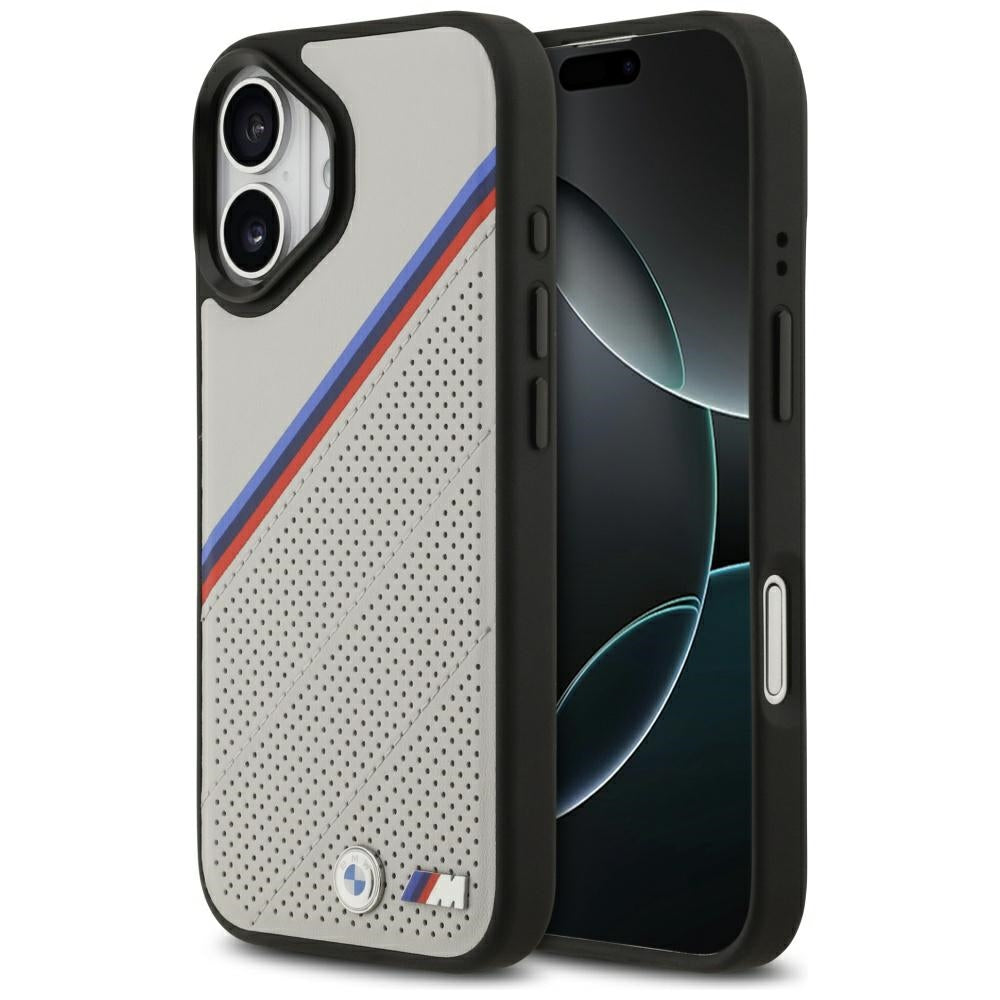 BMW M Tricolor Metal Logo MagSafe Case for iPhone 17 Gray