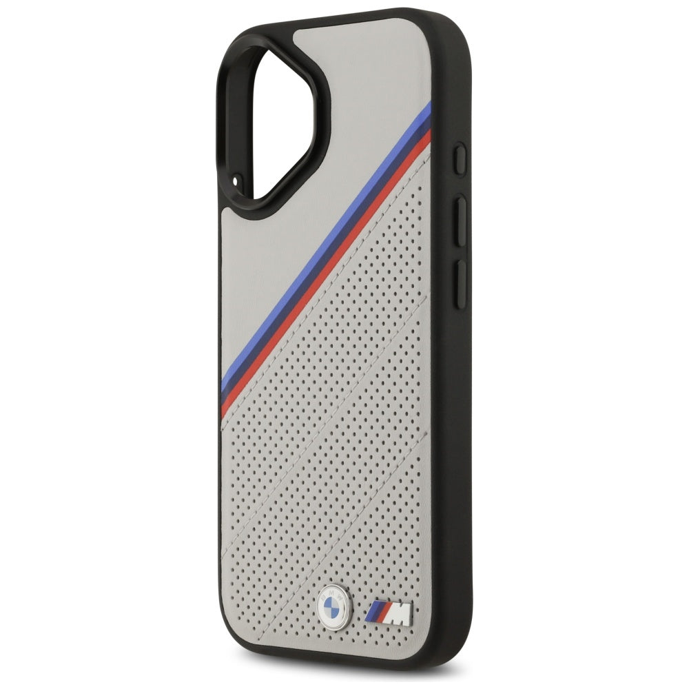 BMW M Tricolor Metal Logo MagSafe Case for iPhone 17 Gray