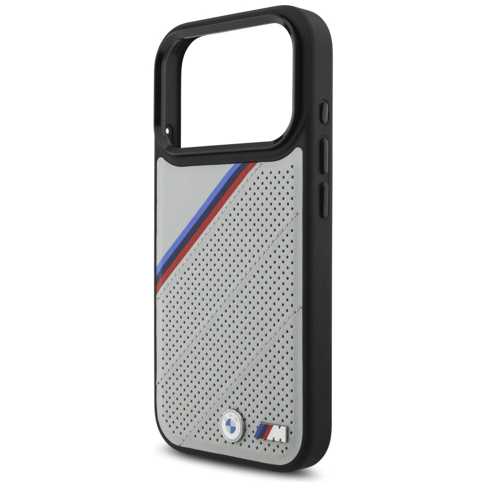 BMW M Tricolor Metal Logo MagSafe Case for iPhone 17 Pro Max Gray