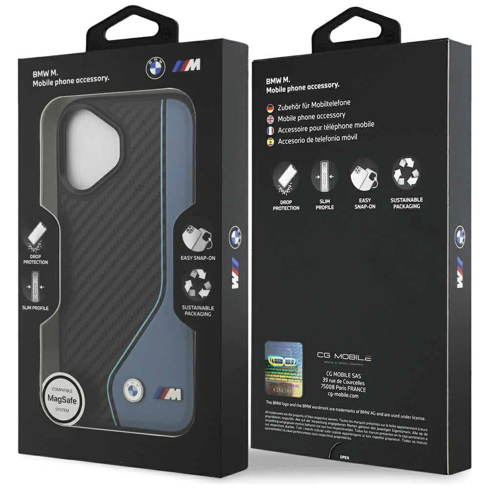 BMW BMHMP17S25PCCSCBK M Carbon Line & Logo MagSafe Case for iPhone 17 Blue