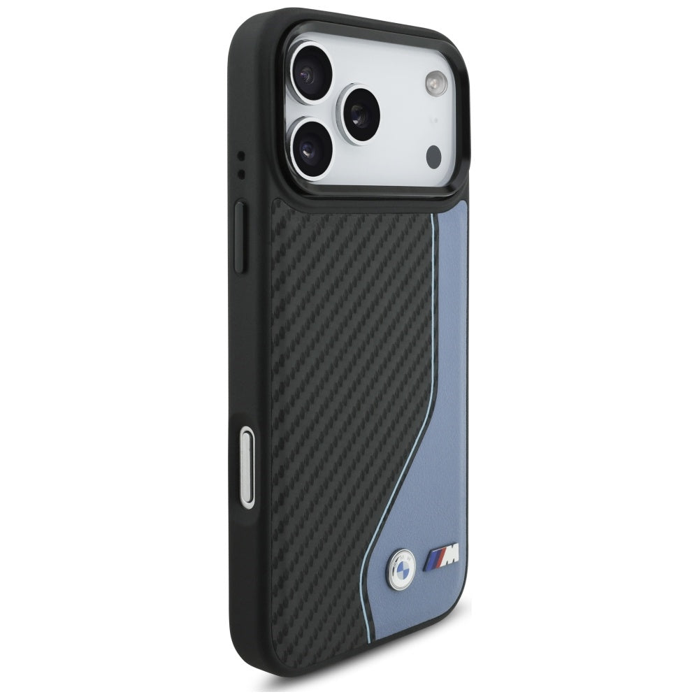 BMW BMHMP17X25PCCSCBK M Carbon Line & Logo MagSafe Case for iPhone 17 Pro Max Blue