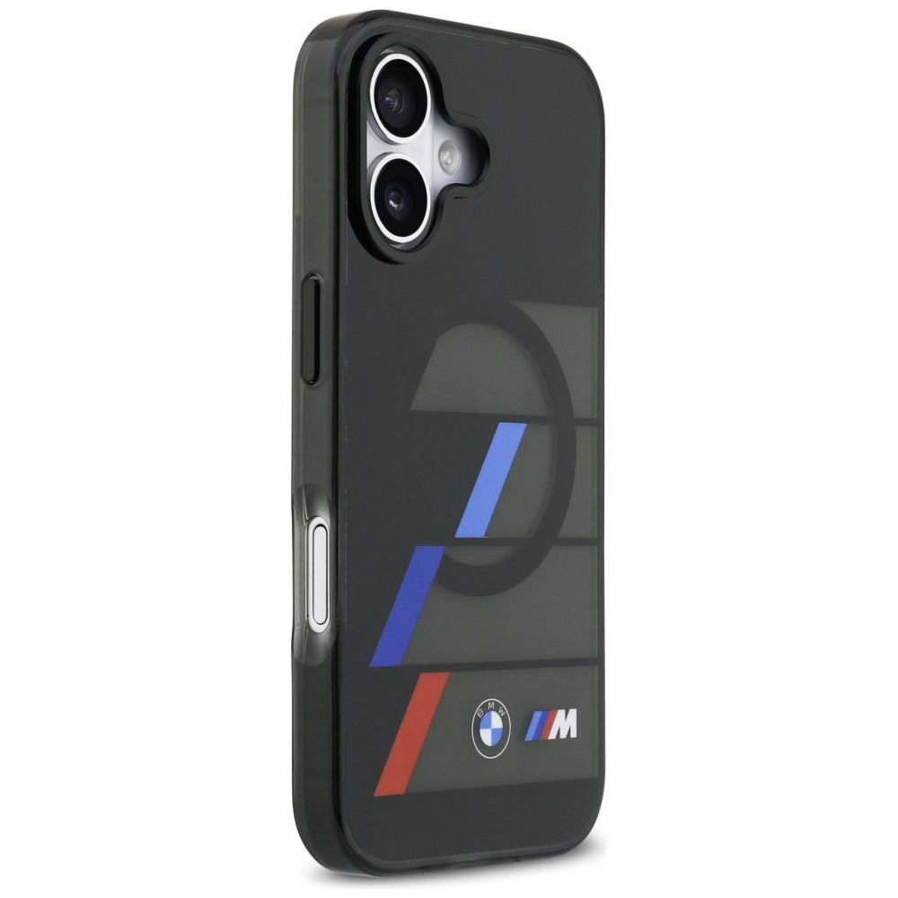 BMW BMHMP17S25HTTRIK  M IML Metal Buttons Tricolor Lines MagSafe Case for iPhone 17 Black