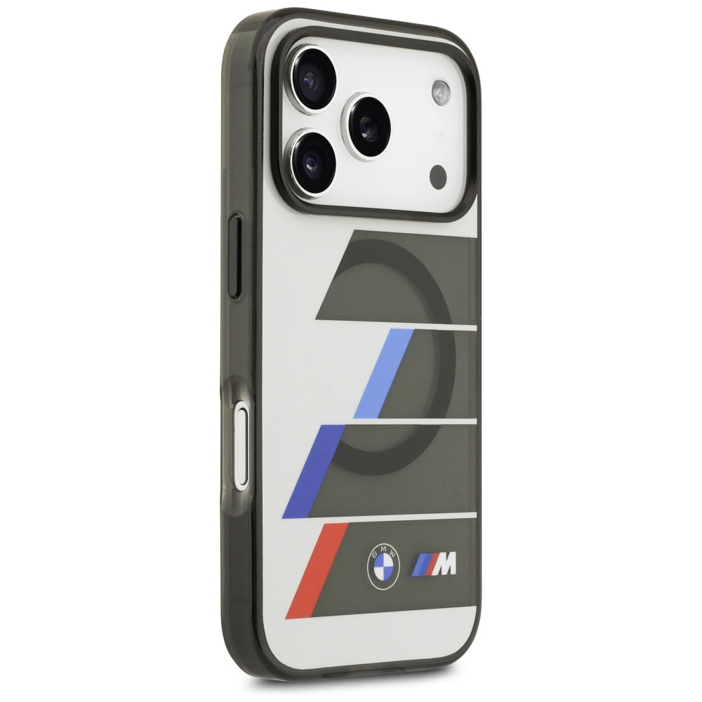 BMW BMHMP17L25HTTRIA M IML Metal Buttons Tricolor Lines MagSafe Case for iPhone 17 Pro Anthracite