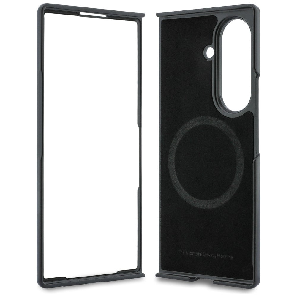 BMW M Leather Perforated Tricolor Stripe Metal Logos MagSafe case for Samsung Galaxy Z Fold8 Ultra black