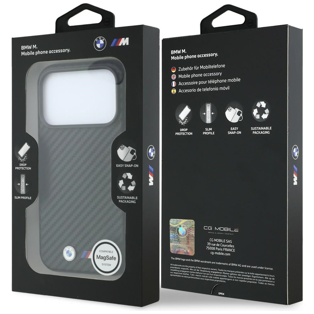 BMW BMHMP18X26SWPCILK M Carbon Metal Logo MagSafe case for iPhone 18 Pro Max / 17 Pro Max Black
