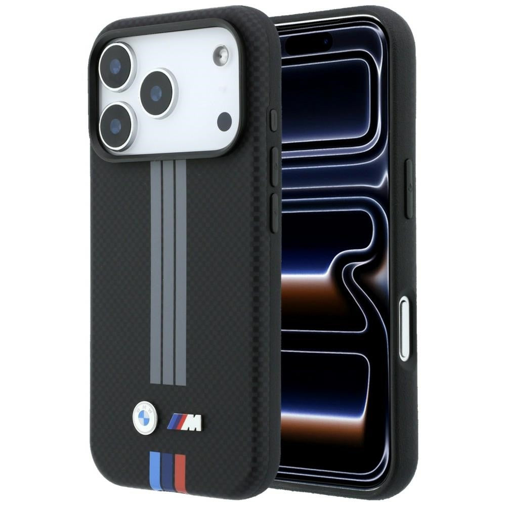 BMW BMHMP18X25PUKRESK M Quadrille Kevlar Anthracite & Tricolor Print Lines MagSafe for iPhone 18 Pro Max