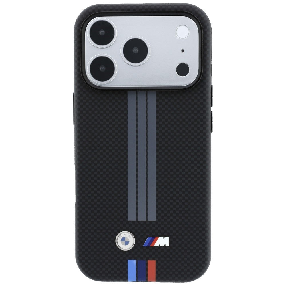 BMW BMHMP18X25PUKRESK M Quadrille Kevlar Anthracite & Tricolor Print Lines MagSafe for iPhone 18 Pro Max