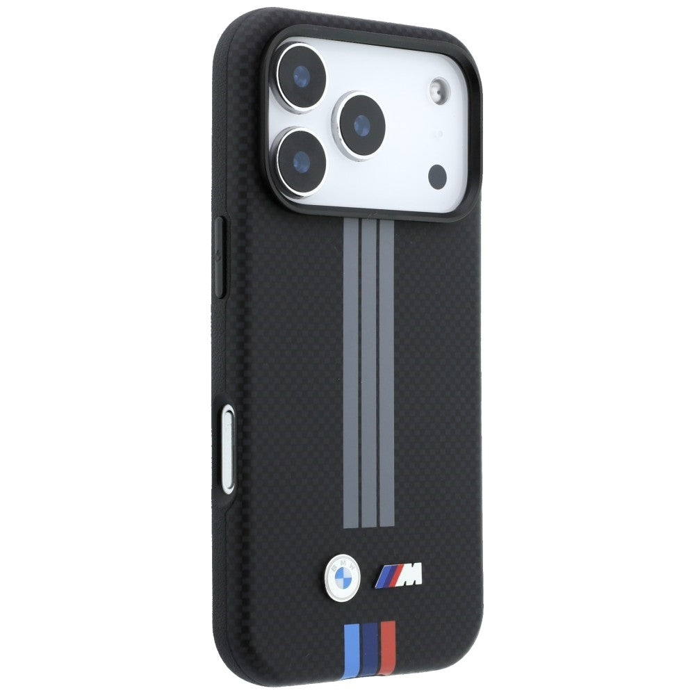 BMW BMHMP18X25PUKRESK M Quadrille Kevlar Anthracite & Tricolor Print Lines MagSafe for iPhone 18 Pro Max