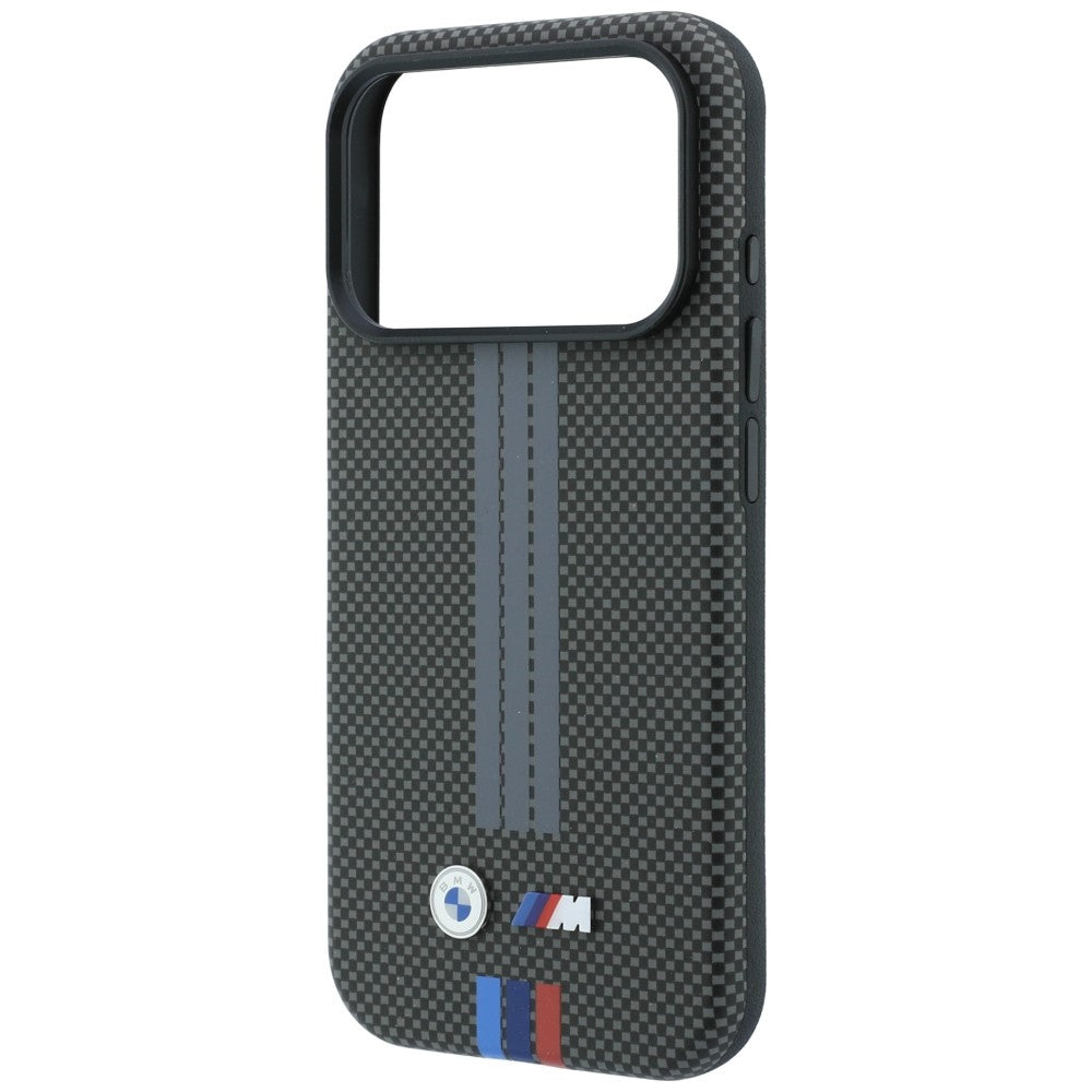 BMW BMHMP18L25PUKRESA M Quadrille Kevlar Tricolor Print Lines MagSafe case for iPhone 18 Pro / 17 Pro anthracite