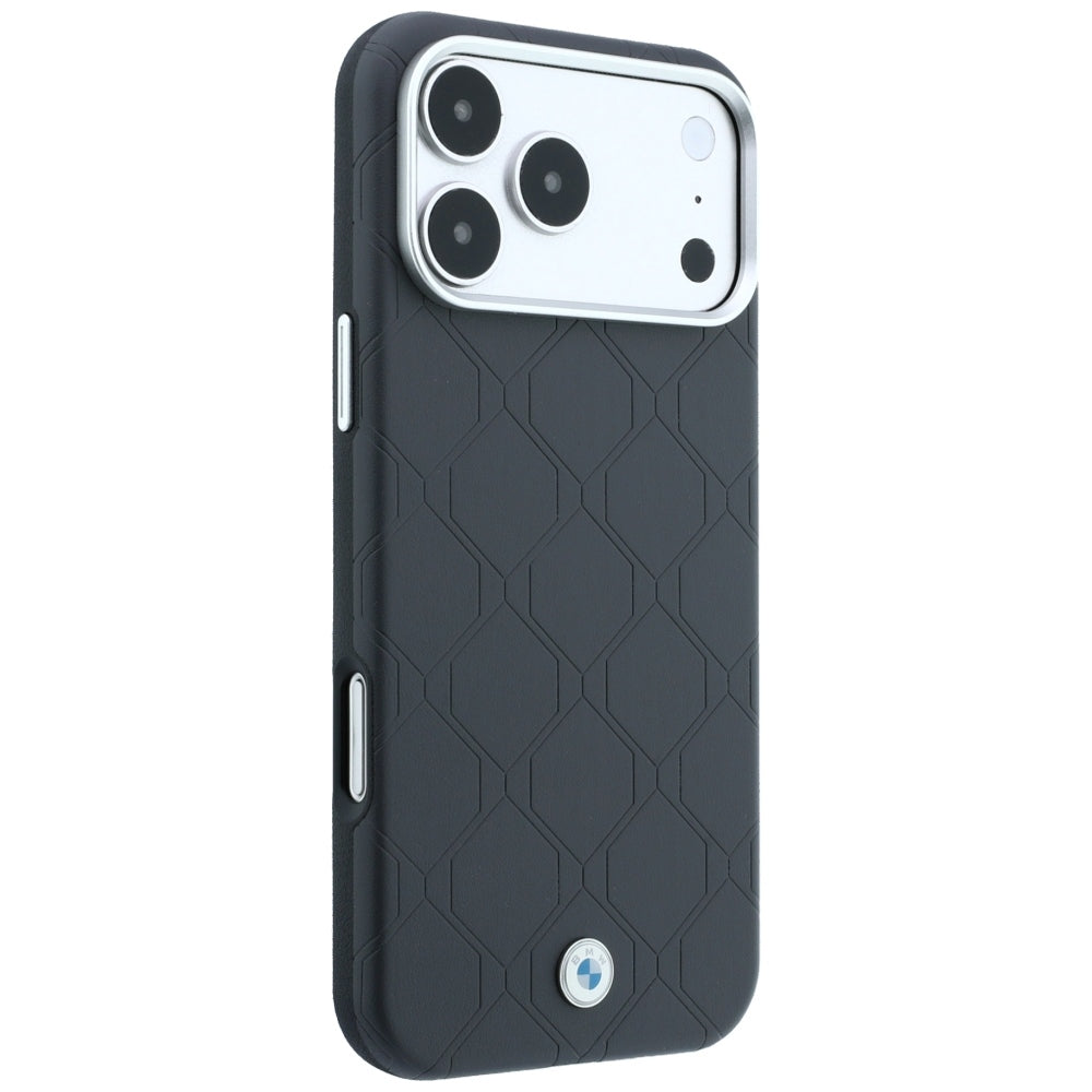 BMW BMHMP18L26SWOSPA Sign Deboss Quilted Metal Logo MagSafe Case for iPhone 18 Pro / 17 Pro Anthracite