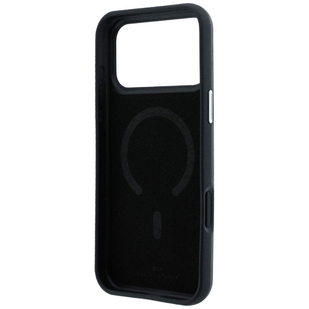 BMW BMHMP18L26SWOSPA Sign Deboss Quilted Metal Logo MagSafe Case for iPhone 18 Pro / 17 Pro Anthracite