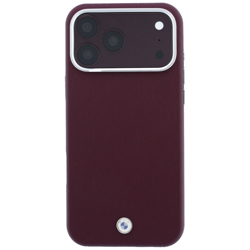 BMW Sign Deboss Quilted Metal Logo MagSafe Case for iPhone 18 Pro Max / 17 Pro Max Burgundy