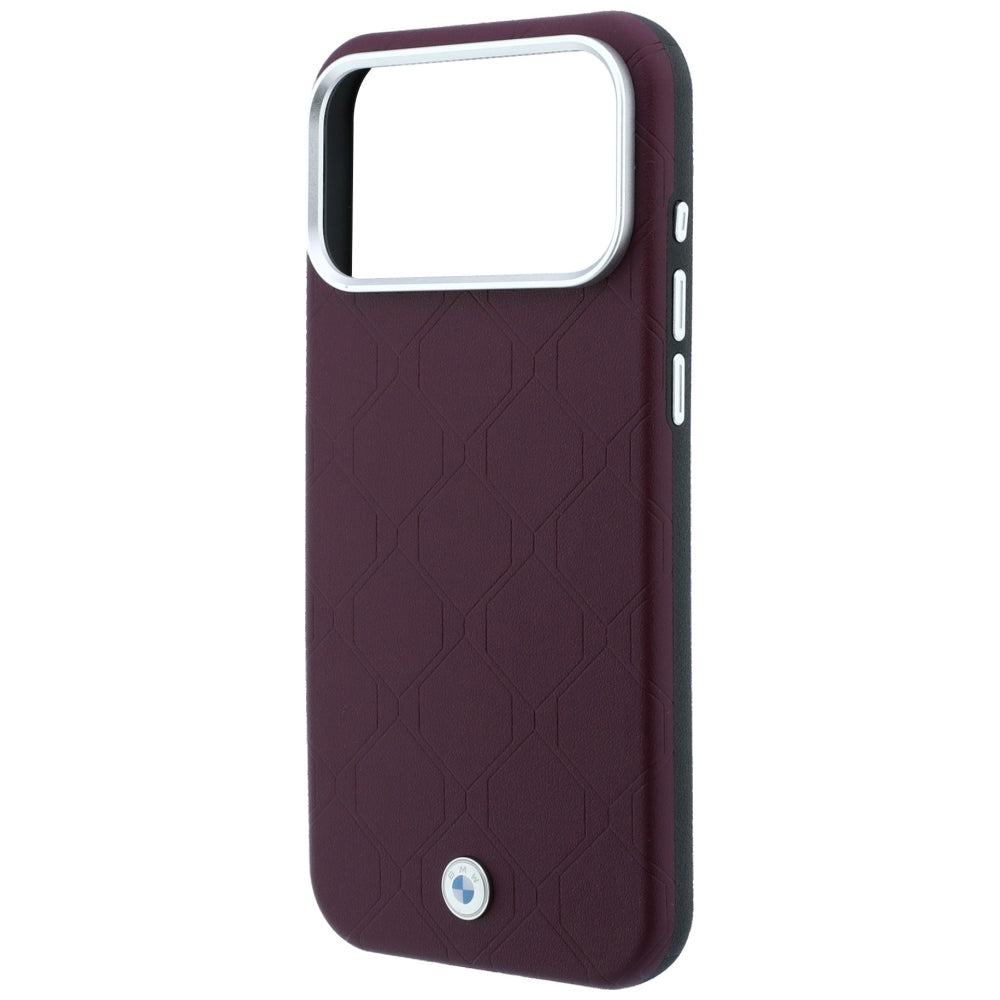 BMW Sign Deboss Quilted Metal Logo MagSafe Case for iPhone 18 Pro Max / 17 Pro Max Burgundy