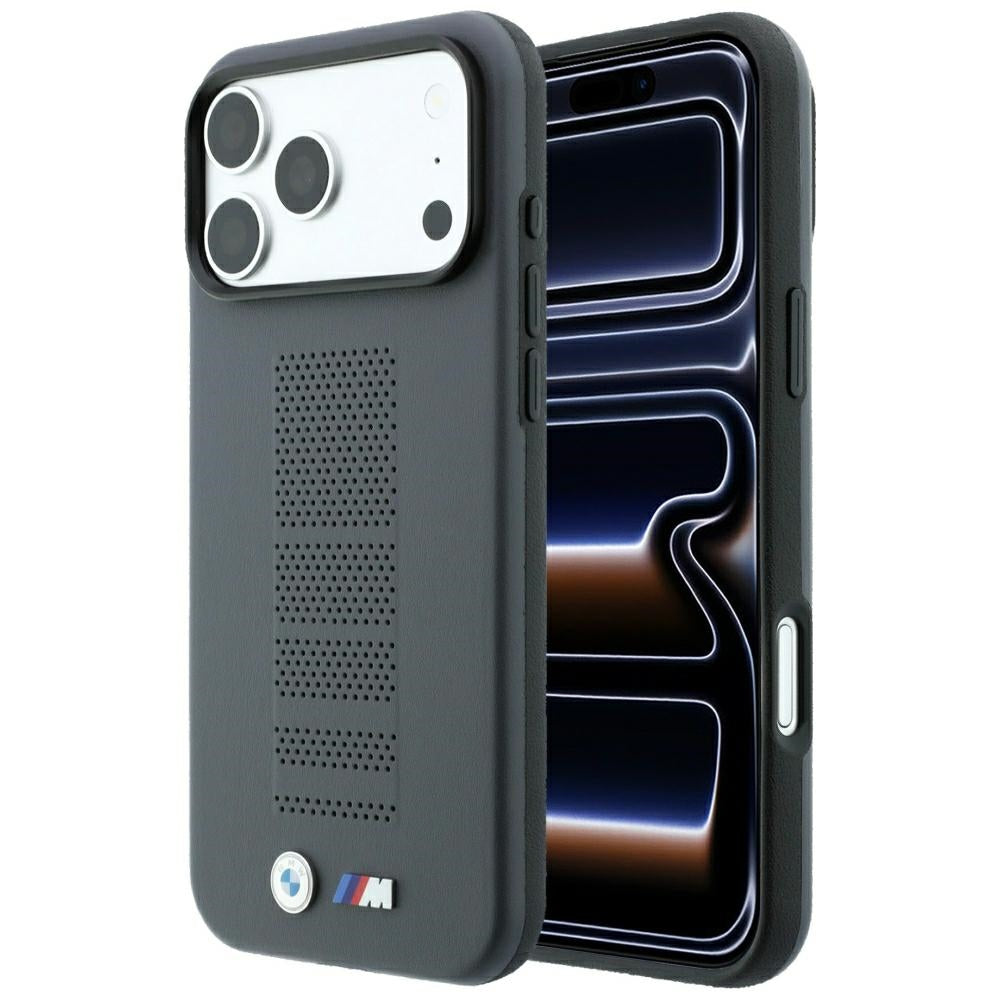 BMW BMHMP18X26SWPPEA M Blue Perfo Metal Logo MagSafe for iPhone 18 Pro Max / 17 Pro Max Gray