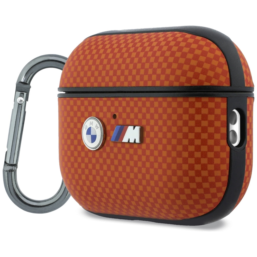 BMW M Quilted Kevlar Metal Logo Case for AirPods Pro 3 Orange