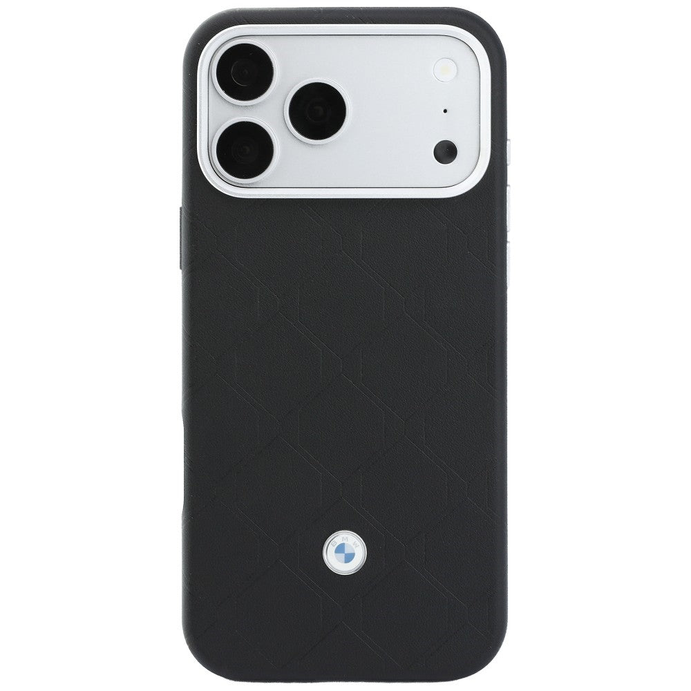 BMW BMHMBWP18L26SWOSPK Quilted Pattern Metal Logo Case + Wallet Set for iPhone 18 Pro / 17 Pro Black
