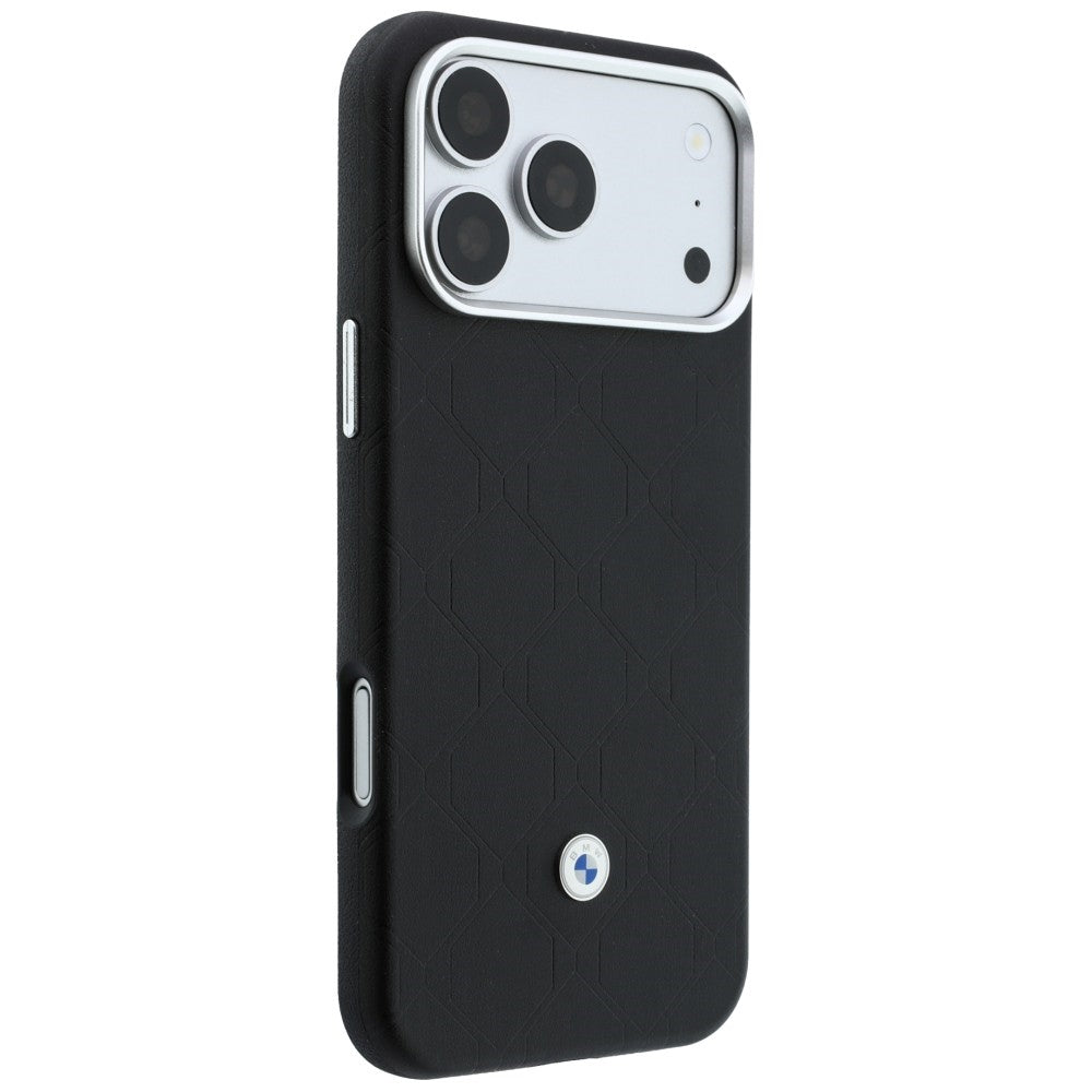 BMW BMHMBWP18L26SWOSPK Quilted Pattern Metal Logo Case + Wallet Set for iPhone 18 Pro / 17 Pro Black