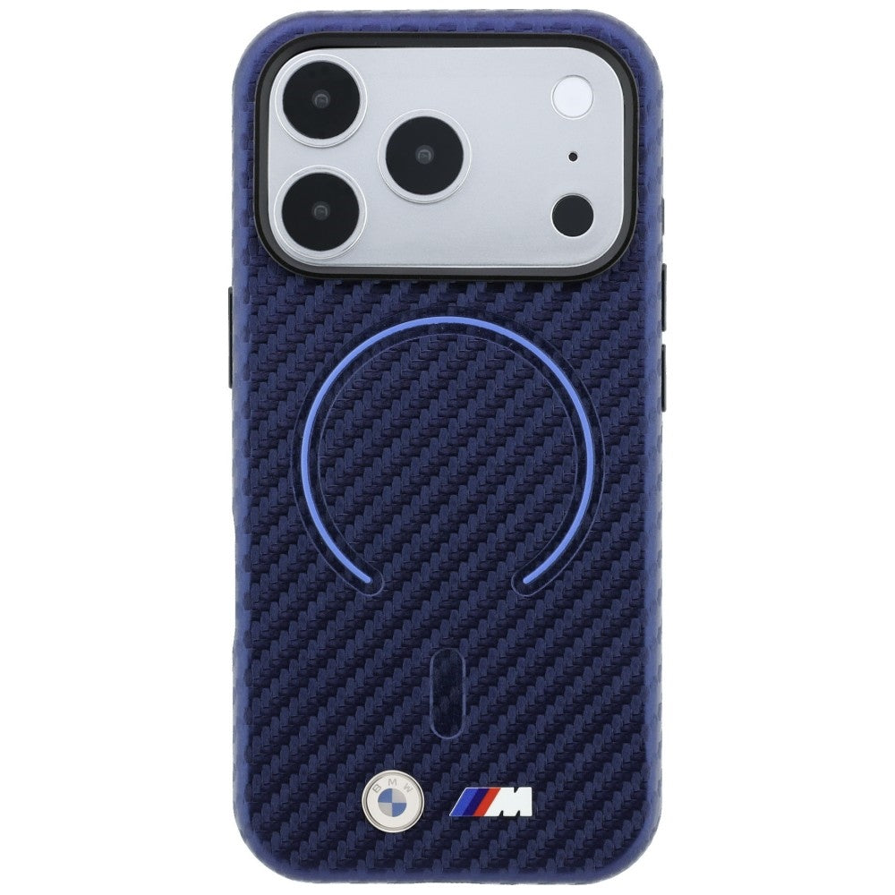 BMW BMHMP18L26SWPCMVB M Carbon Printed Ring MagSafe Case for iPhone 18 Pro / 17 Pro Blue