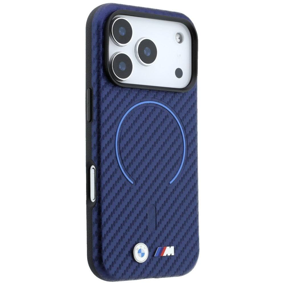 BMW BMHMP18L26SWPCMVB M Carbon Printed Ring MagSafe Case for iPhone 18 Pro / 17 Pro Blue