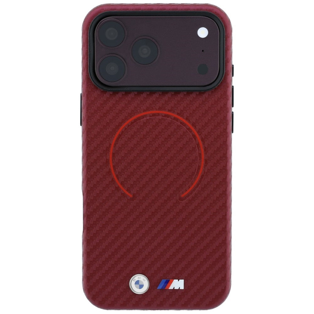 BMW BMHMP18X26SWPCMXR M Carbon Printed Ring MagSafe Case for iPhone 18 Pro Max / 17 Pro Max Red