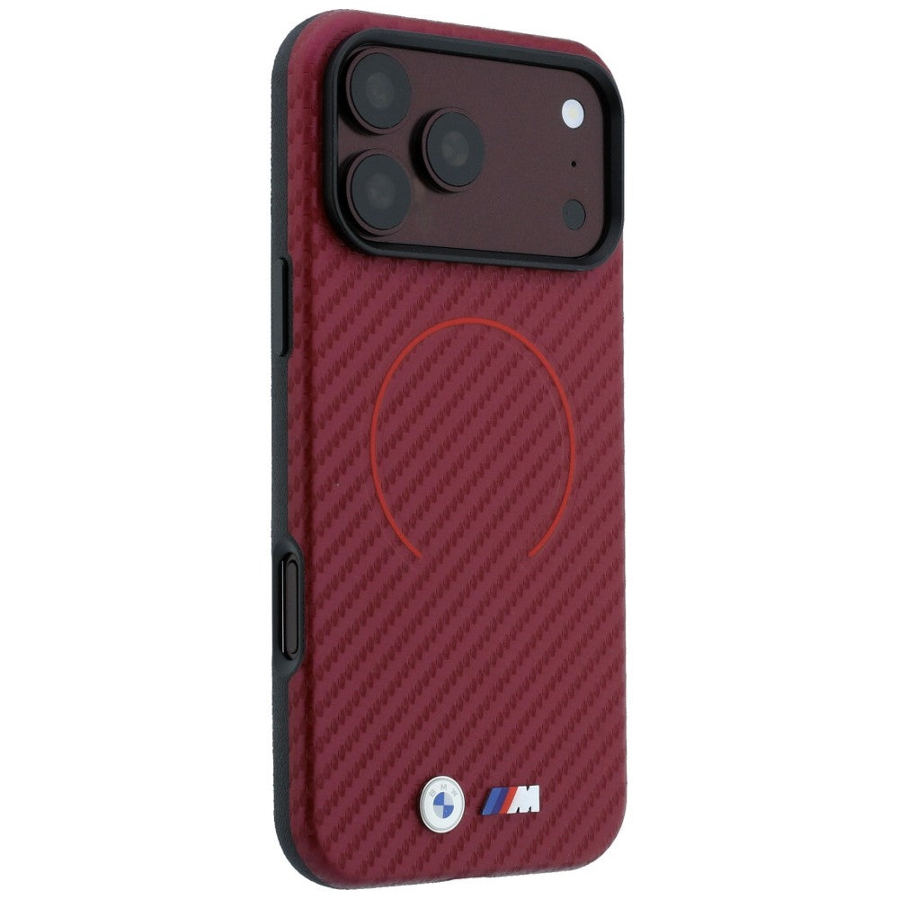 BMW BMHMP18X26SWPCMXR M Carbon Printed Ring MagSafe Case for iPhone 18 Pro Max / 17 Pro Max Red