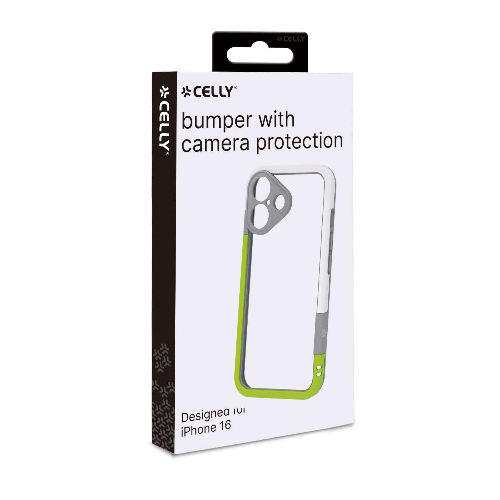 Celly BUMPER iPhone 16 White/ LimeGreen