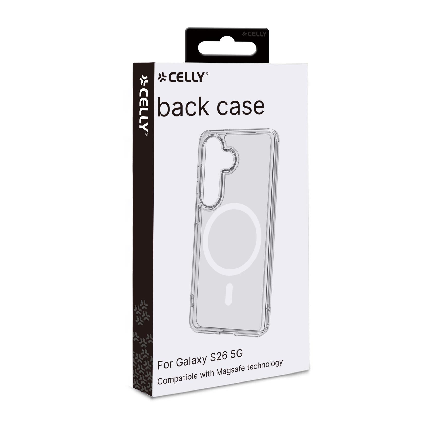 Celly GELSKINMAG - Transparent Black TPU Soft Case Compatible with MagSafe Technology for Galaxy S26 5G