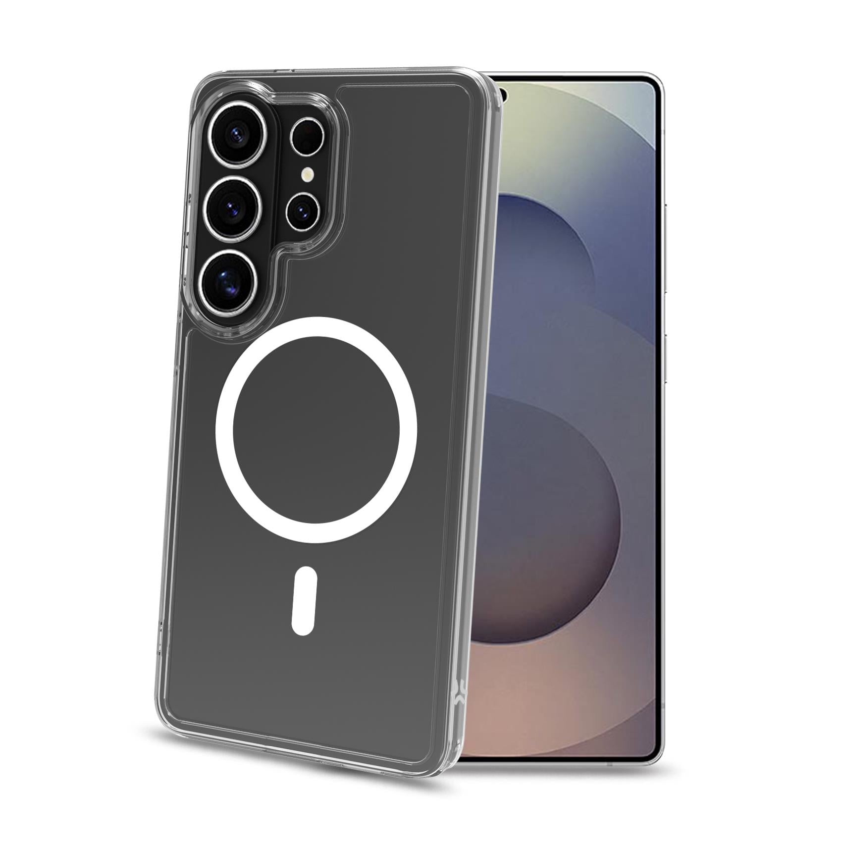 Celly GELSKINMAG - Transparent Black TPU Soft Case Compatible with MagSafe Technology for Galaxy S26 Ulytra 5G