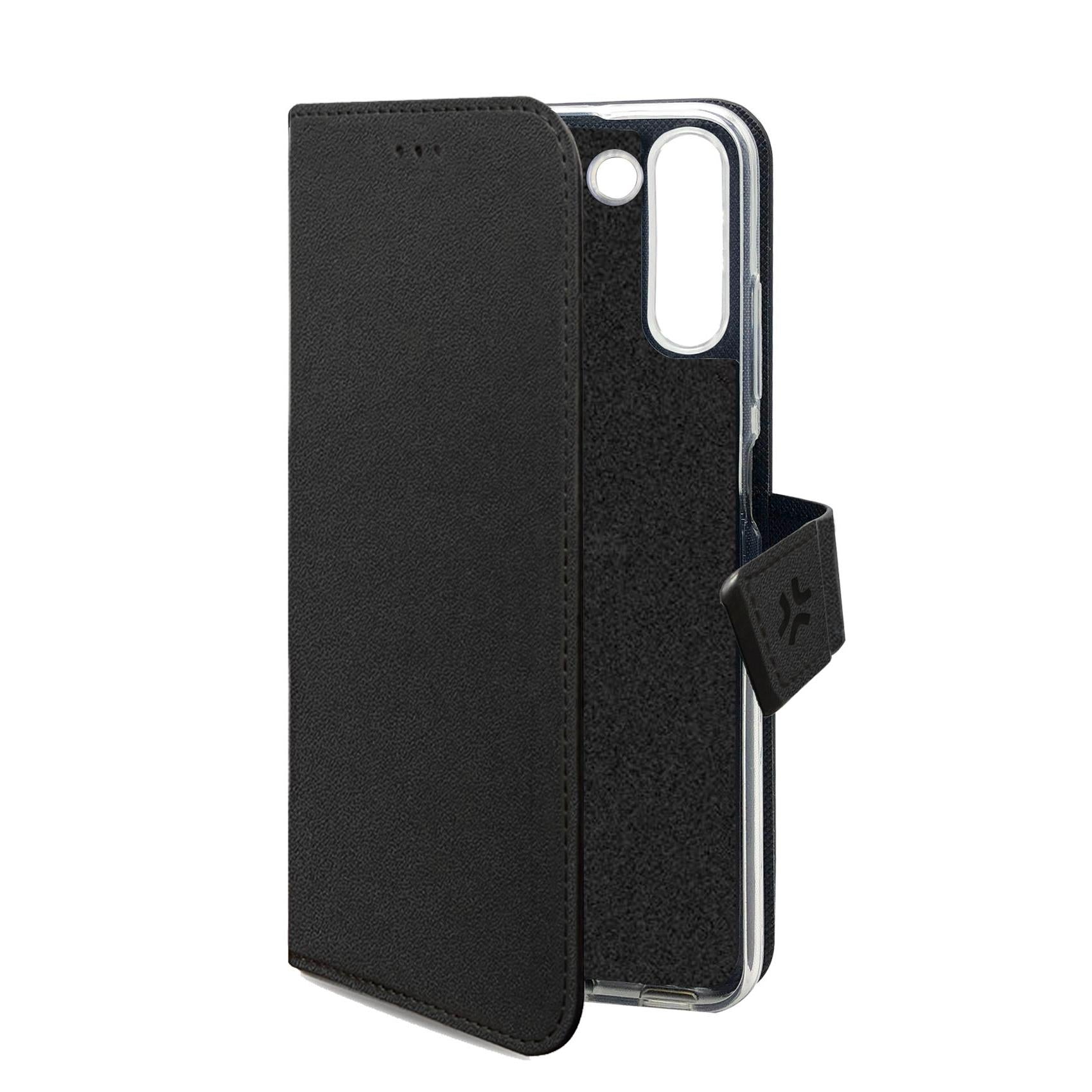 Celly Wally Black Faux Leather Book Case with Magnetic Flap Closure, Card Slots and Stand Function for Galaxy S26+ 5G